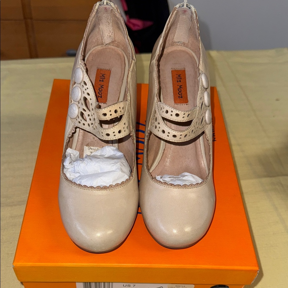 Miz Mooz Cream Women's Heels